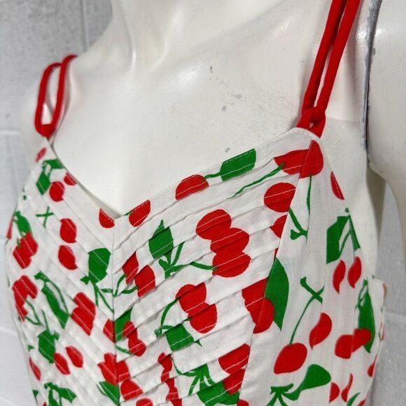 Womens Vintage 70s 80s Jenni Cherry Print Sun Dress Size Small - Picture 4 of 11